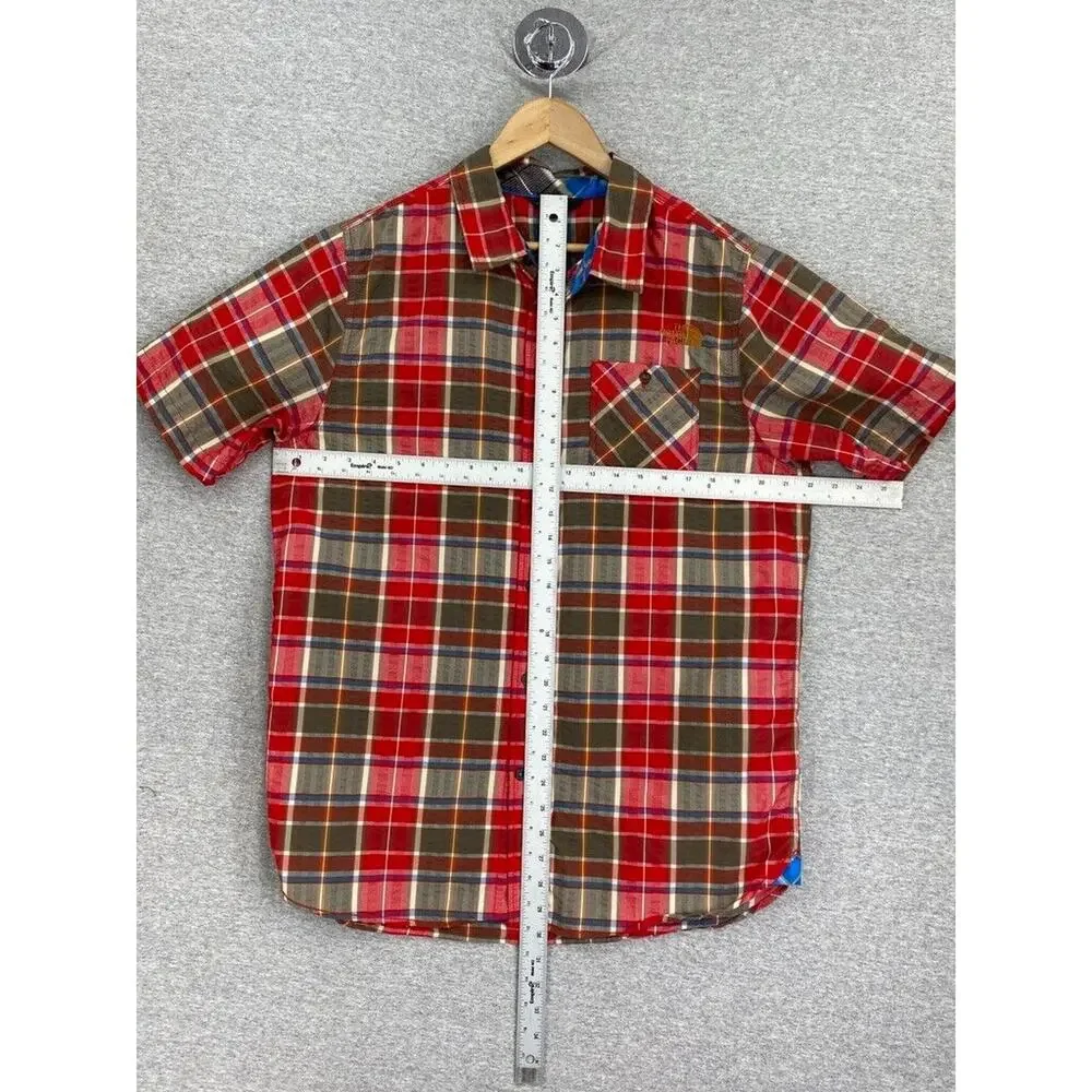 The North Face Shirt Mens Large Red Plaid Button Down Short Sleeve Outdoor Hike